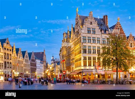 The Grote Markt Great Market Square Of Antwerp Belgium Stock Photo