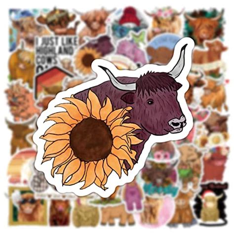 Highland Cow Decor Stickers Pack 50PCS, Cow Stickers Gifts for Kids ...