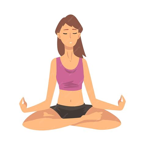 Premium Vector Woman Safe The Balance With Meditation Relaxation Cartoon Vector Illustration