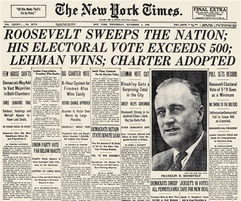 Presidential Campaign 1936 Nroosevelt Re Elected New York Times