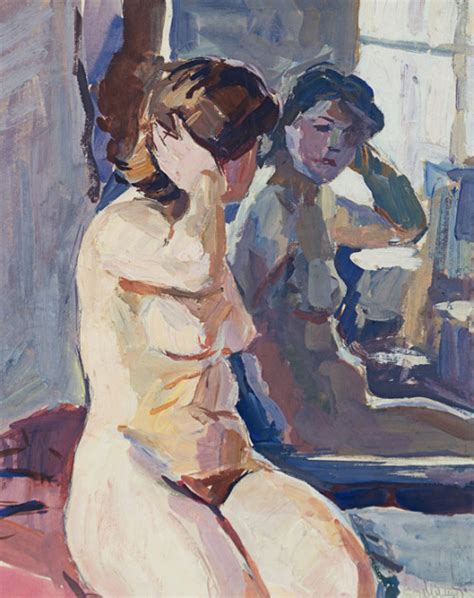 Alexander Shmidt Russian 1911 1987 Naked Model In Front Of Mirror 1952