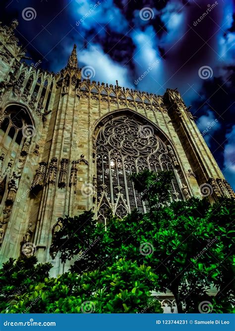 Stained Glass Windows Exterior of the Milan Cathedral. Stock Image ...