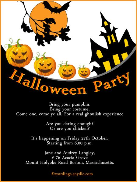 Halloween Party Invitation Wording – Wordings and Messages