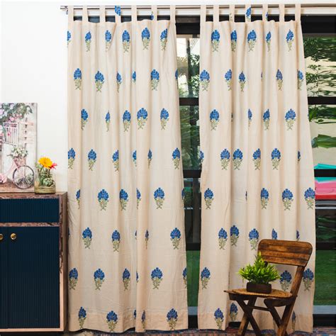 Buy 100% Cotton Room Darkening Blue Curtains | Urban Space