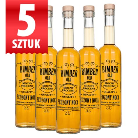 Zestaw 5 Sztuk Butelka Bezbarwna Futura 500 Ml Z Nadrukiem Bimber