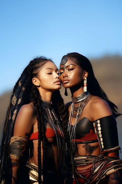 Premium Ai Image Serenity In The Savannah Two Tribal Beauties