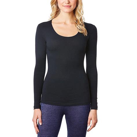 32 Degrees Heat By Weatherproof Ladies Base Layer Crew Tee Large Black Base Layer Women