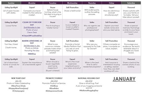 EDITABLE Real Estate Agent Social Media Content Calendar L 365 Day