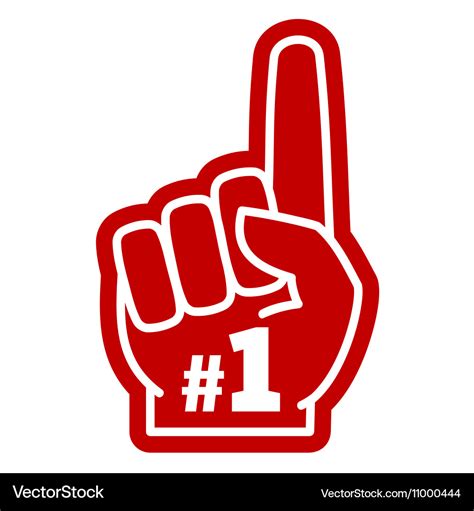 Number 1 one sports fan foam hand with raising Vector Image