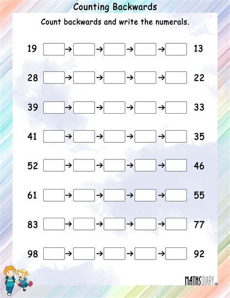 Counting Backward From 20 Worksheet