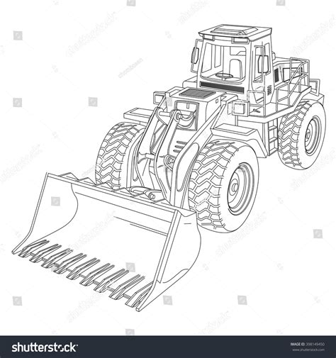 Bulldozer, Construction Machinery, Line Drawing Illustration ...