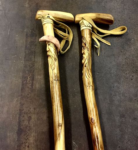 Pair Of Hand Carved Walking Canes