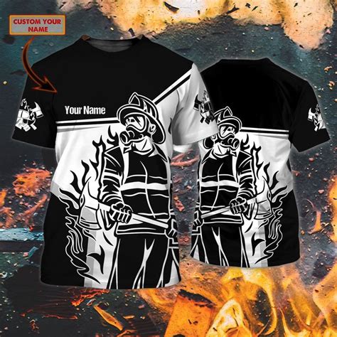 AIO Pride Custom Text Firefighter Fitted T Shirt For Men And Women