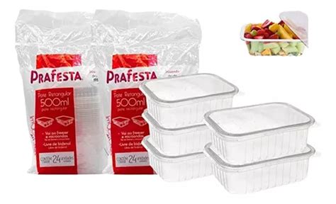 48 Potes Descartáveis 500ml Freezer Microondas Marmita Fit