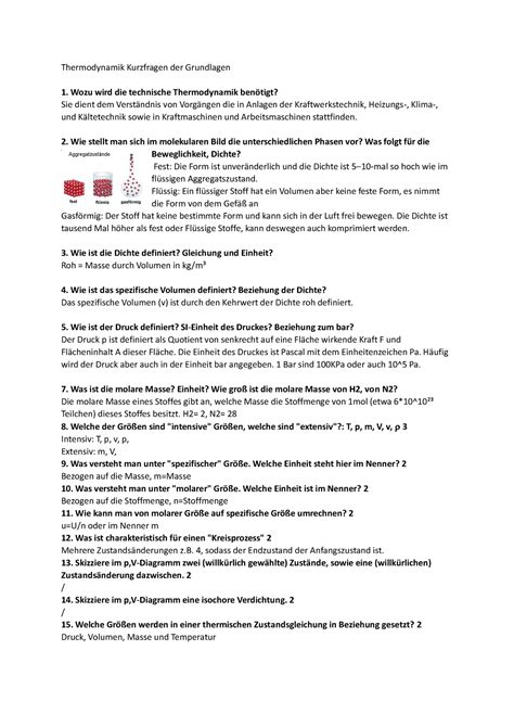 Thermodynamik Kurzfragen Der Grundlagen 1 4 Thermodynamik Kurzfragen