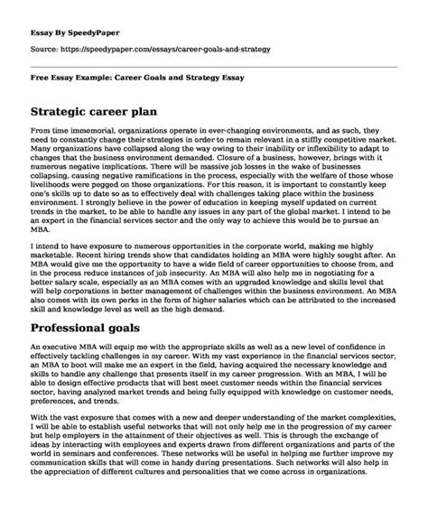 Free Essay Example Career Goals And Strategy Speedypaper