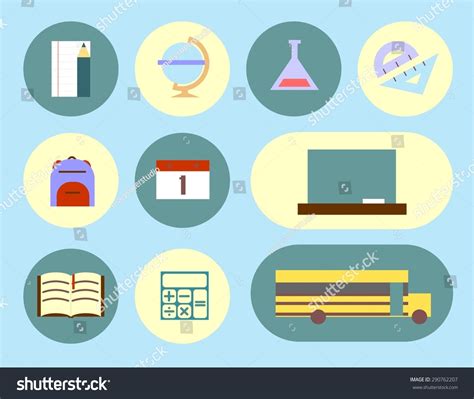 Minimalistic School Education Icons Set Bubbles Stock Vector (Royalty Free) 290762207 | Shutterstock