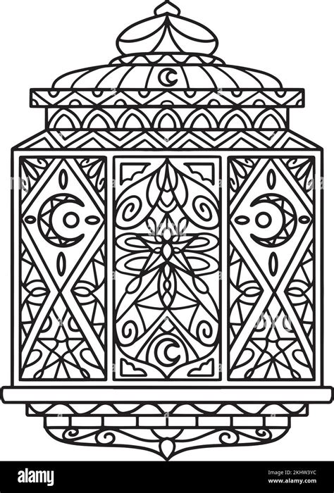 Page de coloriage isolée Mandala lanterne de Ramadan Image Vectorielle