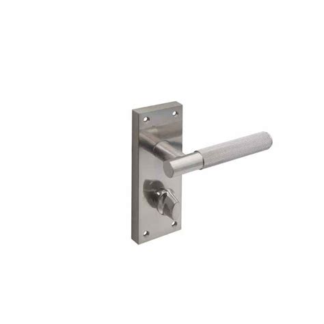 Marylebone Bathroom Thumb Turn Lock Knurled Door Handle Satin Nickel Pair Hiatt Hardware