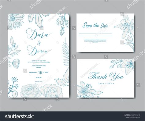 Hand Drawn Floral Wedding Invitation Stock Vector (Royalty Free ...