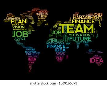 Team Word Cloud Shape World Map Stock Vector Royalty Free 1351175975