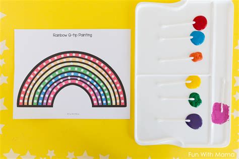 Rainbow Q Tip Art Printable - Fun with Mama