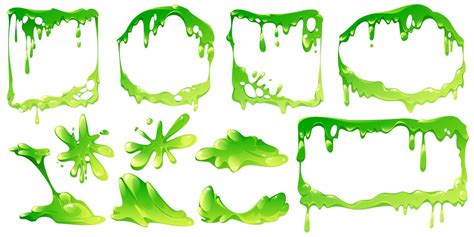 Green Slime Frames Or Elements Isolated Vector Set 13868063 Vector Art