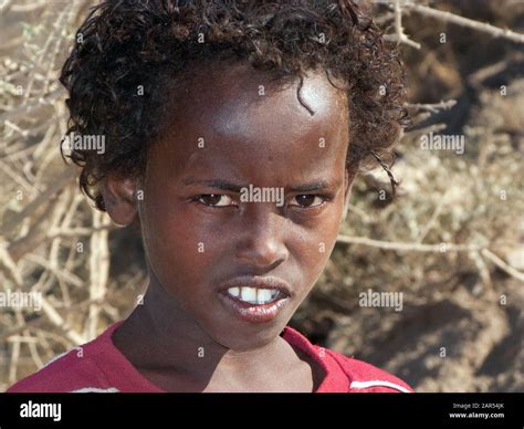 Portrait of a young Afar boy, Afar region, Ethiopia. The ancestors of the Afar settled farm land ...