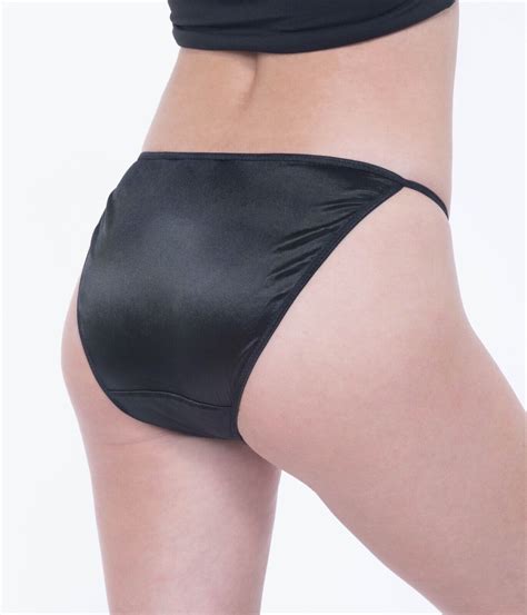 Satin String Bikini Panty Second Skin Satin Black Large Ebay