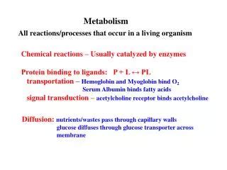 Ppt Biochemistry Biochemical Processes Are Chemical Reactions That