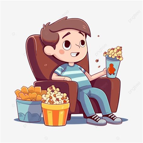 Watching Movies Vector Sticker Clipart Cartoon Cartoon Man Character