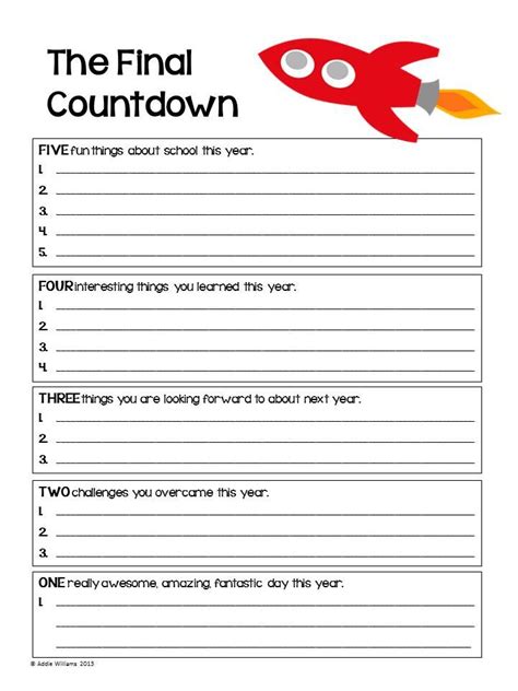 End Of The Year Worksheets