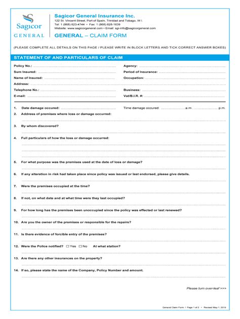 Fillable Online Sgi Notice Of Accident Claim Form Fax Email Print