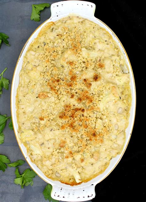 Creamy Vegan Cauliflower Casserole Low Carb Recipe Holy Cow Vegan