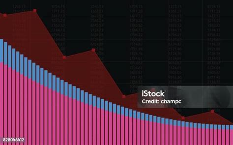 Grafik Keuangan Abstrak Dengan Grafik Garis Tren Menurun Bagan Batang Di Pasar Saham Pada Latar