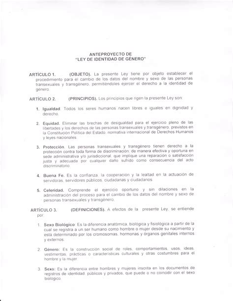 Anteproyecto de Ley de identidad de género PDF