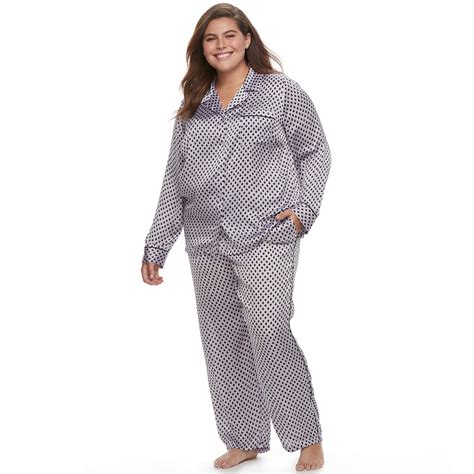 Plus Size Apt 9® Pajamas Satin Notch Collar Shirt And Pant Set Shirt