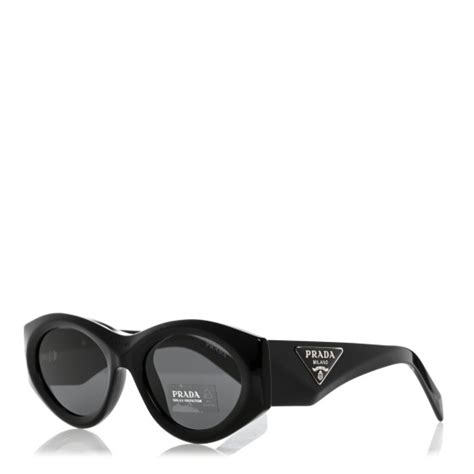 Prada Acetate Oval Symbole Sunglasses Spr Z Black Fashionphile