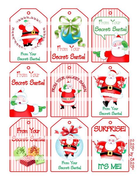 Secret Santa Gift Tags Free Printable Pdf