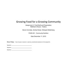 Community Nutrition Growing Food For A Growing Community Ppt