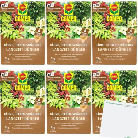 Compo Langzeit Dünger für Bäume Hecken Sträucher 6er Pack 6x2kg Pack