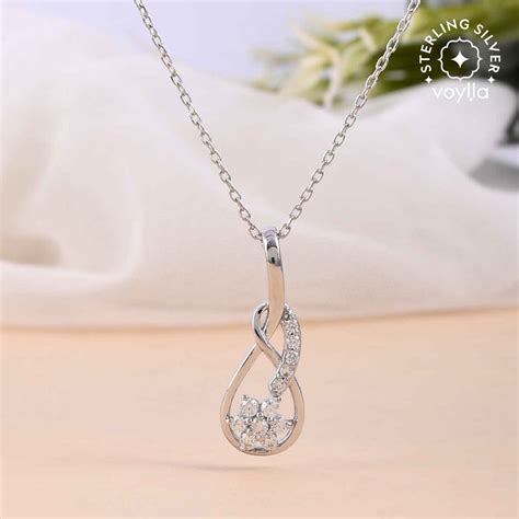 voylla  sterling silver cz infinity shaped pendant  chain buy