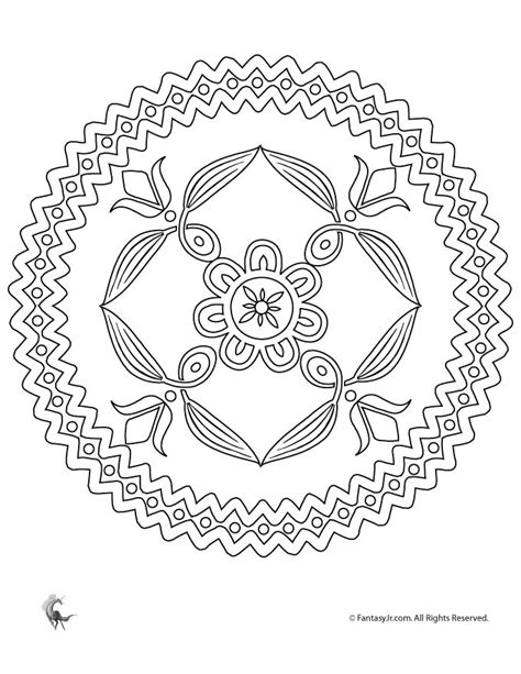 Folk Art Flowers Mandala Coloring Page Woo Jr Kids Activities