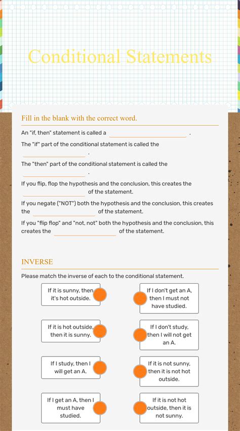 Practice Worksheets Conditional Statements