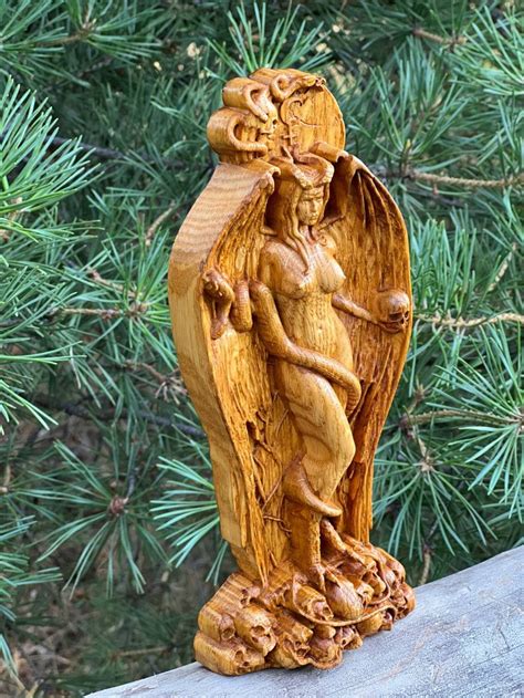 Lilith Ishtar Inanna Wood Carved Astaroth Statue Etsy