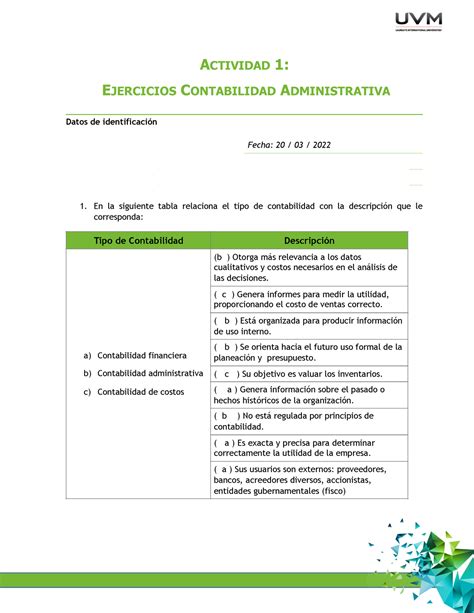 U1 A1 ENF Calificación de 10 ACTIVIDAD 1 EJERCICIOS CONTABILIDAD