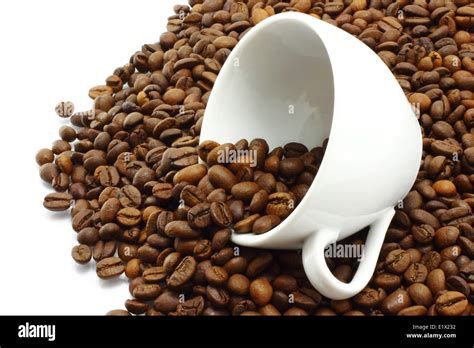 coffee cup  coffee beans   white background stock photo alamy