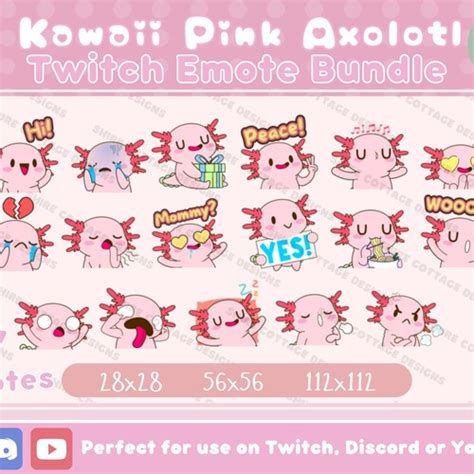 Axolotl Twitch Emotes Emotes For Twitch Cute Twitch Emotes Etsy