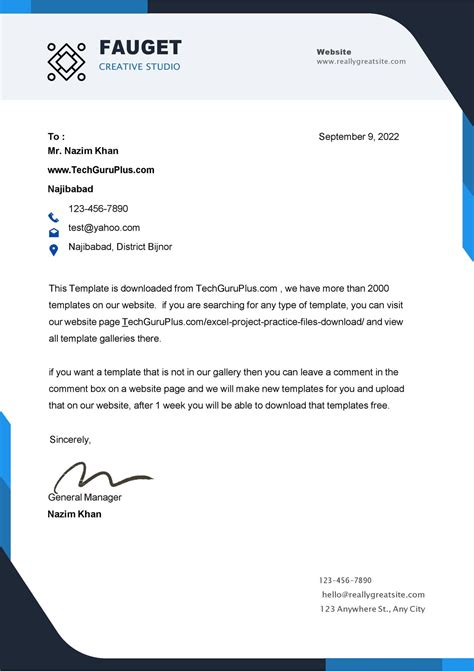 Editable Free Company Letterhead Template (.docx Word & PDF)