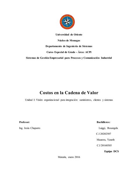 Tema 8 Costos En La Cadena De Valor PDF